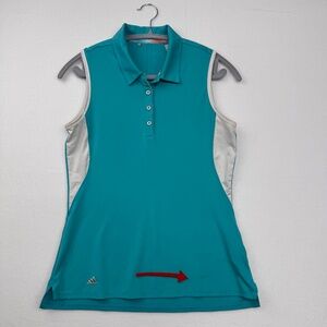 Adidas Women's sleeveless collared golf shirt, Small, teal color